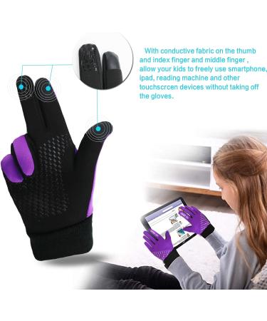Finger Ten Winter Gloves for Kids (2-15 Years) - Lightweight Touchscreen Windproof Ideal for Sports & Outdoor Activities - Sizes XS to XL - Violet - Buy Online on SooperMarket.com