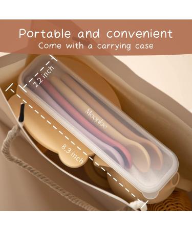 Moonkie Silicone Baby Spoons Set of 4 - Soft-Tip Spoons for Infant Feeding - Chewproof & Bendable - Ideal for Self-Feeding & Baby Led Weaning - Grey/Warm Taupe/Ether/Sage - Buy Online on SooperMarket.com