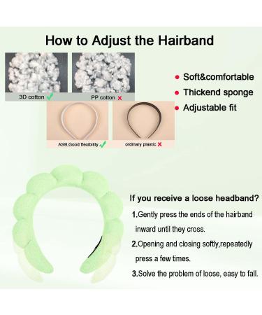 Spa Terry Cloth Headband Set for Women - Pink & Light Green | Bubble Skincare Headband with Face Wash Wristbands| Soft & Puffy Makeup Headband - Great Gift Idea - Buy Online on SooperMarket.com