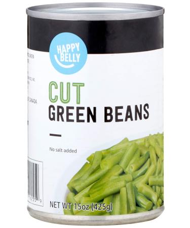Amazon Brand - Happy Belly Cut Green Beans, No Salt Added, 15 Ounce