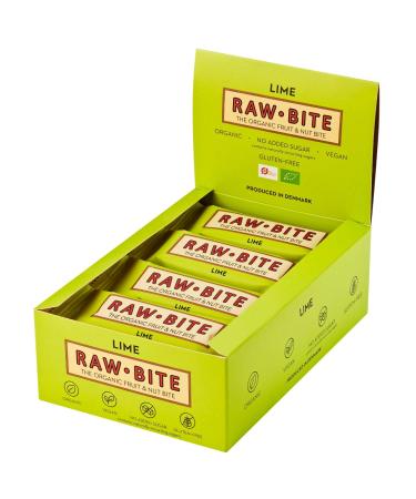 Raw Bite Lime Bar - Fruit-Nut Snack with Ginger & Chili | 12 x 50g Pack - Healthy Energy Bar - Buy Online on SooperMarket.com