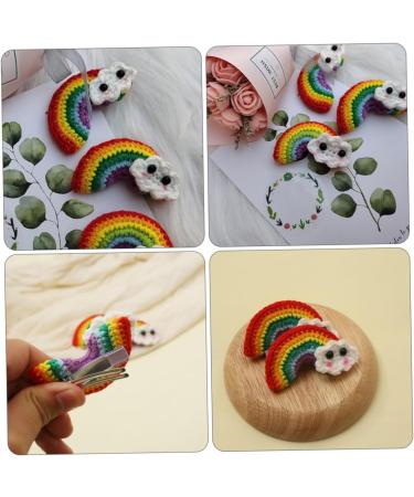 ABOOFAN 2 Pairs Rainbow Barrettes Snap Side Clamp Snap Hair Clip Colorful Hair Clips Rainbow Eardrop Props Kid Crafts Supplies Cotton Rainbow Pendant Girl Cartoon Alloy Flower Hairpin - Buy Online on SooperMarket.com