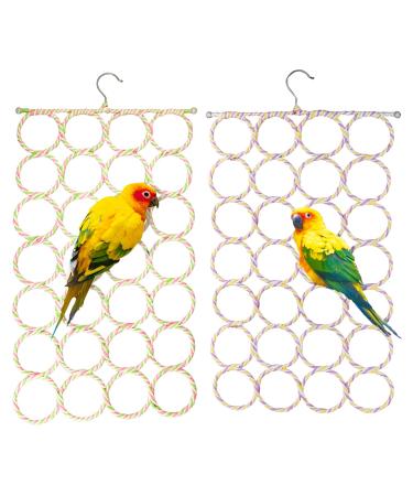 Parrot Swing Hanging Toy Bird Rope Climbing Net for Parakeet,Cockatiel,Cockatoo,Conure,African Grey,Macaw(2 Pack) STYLE-1