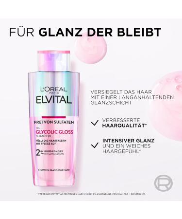 L'Or al Paris Elvital Glycolic Gloss Shampoo 200ml - Revitalize Dull Hair with Glycolic Acid for Smooth & Shiny Results - Buy Online on SooperMarket.com