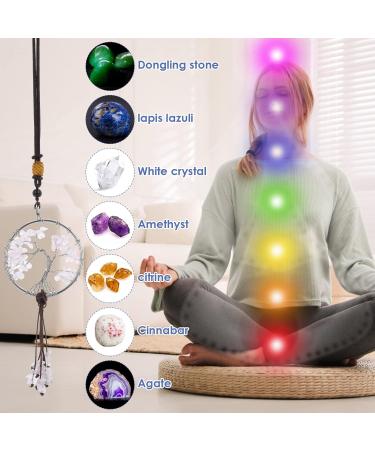 Shop Cobee Tree of Life Hanging Ornament for Car Mirrors | 7 Chakra Stones | Reiki & Good Luck Decoration for Cars & Windows (White/Pink) - Buy Online on SooperMarket.com