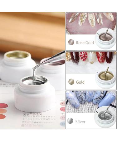 Metallic Painting Gel - 3PC Mirror Metallic Nail Polish - 3D Metal Painting Gel Reflective High Shine Nail Polish - Super Glossy Soak off UV/LED Nail Gel (Silver Gold Rose Gold) - Buy Online on SooperMarket.com