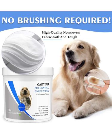 Pet Dental Finger Wipes for Dogs & Cats - Freshen Breath & Improve Oral Health - 50 Pads - Buy Online on SooperMarket.com