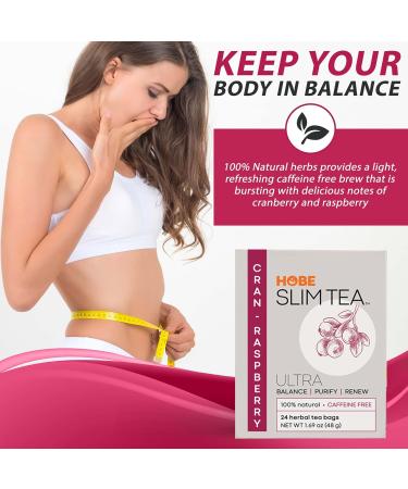 Buy Hobe Labs Ultra Slim Tea Cran-Raspberry - Caffeine Free Herbal Tea Bags (24 Count) - Buy Online on SooperMarket.com