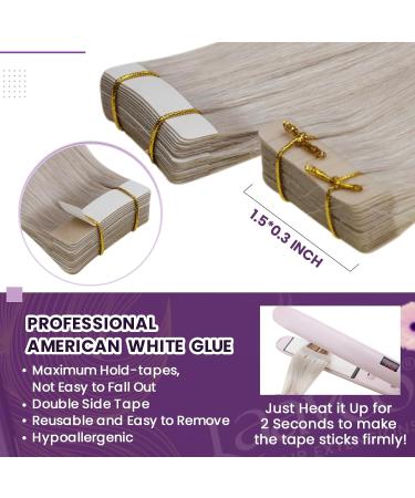 Laavoo 60cm Platinum Blonde Tape Extensions | Real Remy Hair | Invisible Tape In Extensions | 20pcs 50g #60 - Buy Online on SooperMarket.com