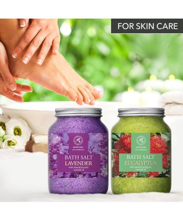 Buy Bath Sea Salt Set 2x46Oz - Lavender & Eucalyptus Aromatherapy - Natural Essential Oils for Relaxation & Spa Care - Buy Online on SooperMarket.com