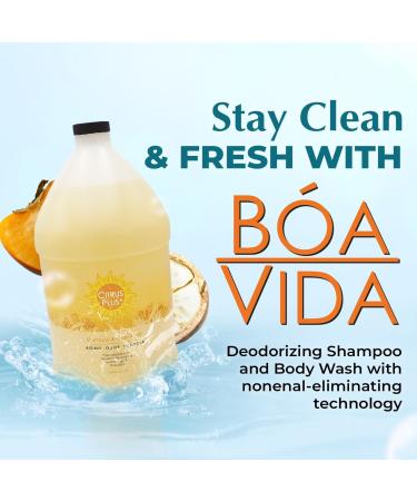 BoaVida Deodorizing Citrus Plus Elder Shampoo & Body Wash - Persimmon Formula to Eliminate Nonenal & Odors - 1 Gallon | International Shipping Available - Buy Online on SooperMarket.com