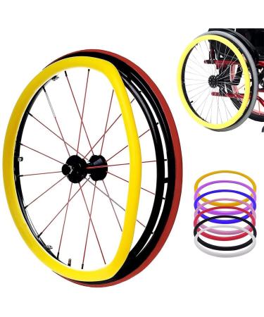 Wheelchair Push Rim Covers 24-Inch Silicone Hand Push for Sports Wheelchairs Wear-Resistant Grip Enhancer Easy to Clean Non-Slip.(Yellow)