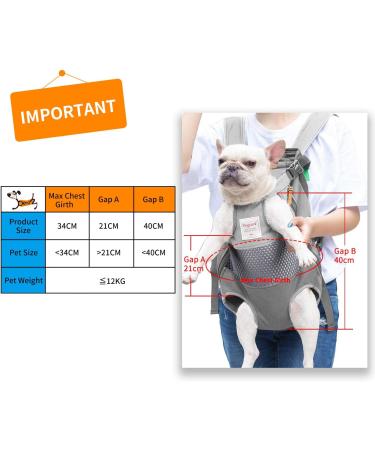 Legs Out Front Pet Dog Carrier Front Chest Backpack Adjustable Hands-Free Backpack Travel Bag for Small Medium Dog Puppy Cat Outdoor Shoulder Strap Padded (Leg Spacing 21 CM x Length 40 CM Grey) Leg Spacing 21 CM x Length 40 CM Grey - Buy Online on SooperMarket.com
