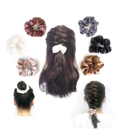 VAGA Cute Scrunchies Set - 6 Colors, Soft Hair Elastics, Ponytail Holder Pack - Satin Scrunchies for Thick Hair - Buy Online on SooperMarket.com