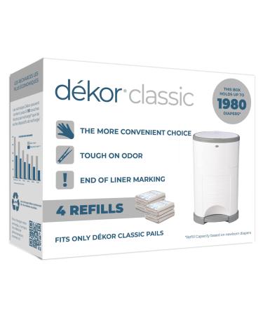 Diaper Dekor Classic Diaper Pail Liner Refills, 4 Pack 4 Count (Pack of 1)