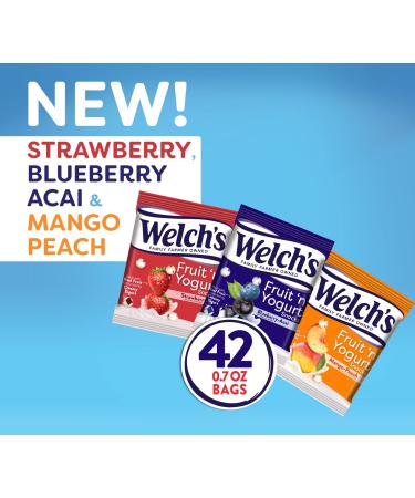 Welch's Fruit Snacks Fruit 'n Yogurt Variety Pack - Bulk Pack of 42 Individual 0.7 oz Bags - Strawberry Blueberry Acai & Mango Peach Flavor - Single Serve Snack - Buy Online on SooperMarket.com