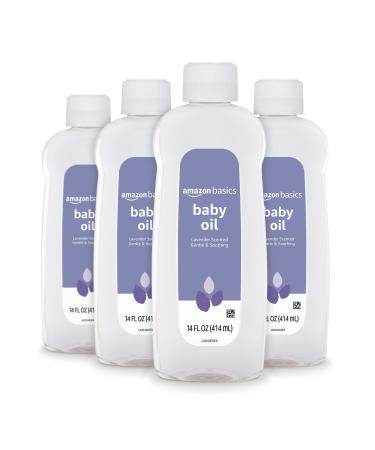 Amazon Basics Baby Oil Lavender Scented 14 Fluid Ounce 4-Pack (Previously Solimo) 14 Fl Oz (Pack of 4)