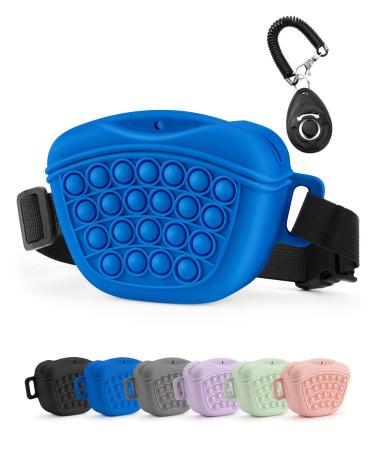Gobeigo Silikon Hundeleckerli bag with dogs training clicker magnetic closure bag for treats puppy training or dog walks hip belt fanny pack (blue)