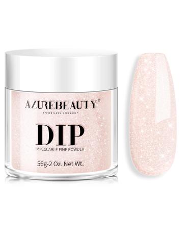 AZUREBEAUTY Dip Powder - Peachy Pink Shimmer Color 2Oz/56g Shiny Rose Pink Glitter Dipping Powder Crystal French Nail Art Starter Manicure Salon DIY Home Gift