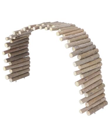 Zerodis hamster wooden bridge flexible wood hide door fence standing climbing platform cage accessories for mice racing mouse chinchilla Chew Toys Habitat Decor (40cm)
