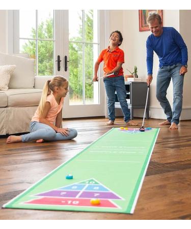 HearthSong Shuffle Zone Shuffleboard Family Game Set - 13ft Mat, 2 Cues, 8 Pucks - Buy Online on SooperMarket.com