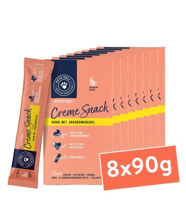 Pets Deli Cream Snack for Cats with Chicken and Scallops Sugar-Free and Gluten-Free 8 x 90g Chicken 90 g (Pack of 8)