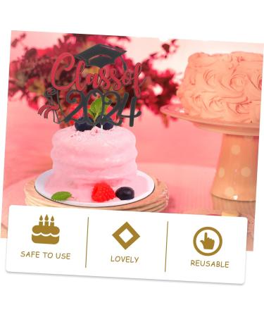 OFFSCH 5 Sets Cake Insert Top Hat Grad Party Decoration Graduation Grad Party Supplies Cupcake Decors Cake Decoration Red Paper European and American Graduation Season Red 16.00X13.00X0.10CM - Buy Online on SooperMarket.com