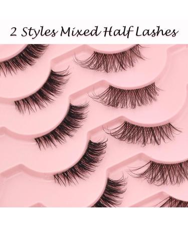 Heracks 14 Pairs Half Lashes Natural Look Cat-Eye Wispy Fluffy False Eyelashes - Reusable DIY Pack (HFS38+HFS62) - Buy Online on SooperMarket.com