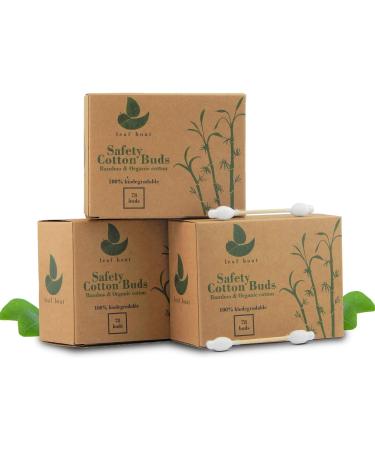 LEAF BOAT Biodegradable Cotton Buds 78 Pieces | Eco-Friendly Vegan Ear & Makeup Cleaning | GOTS Certified | Recycled Packaging | Plastic-Free - Buy Online on SooperMarket.com