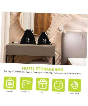 Baluue 6 Pcs Storage Bag Toiletry Organizer Drawstring Closure Cover Mini Hairdryer Bag Black Velvet - Buy Online on SooperMarket.com