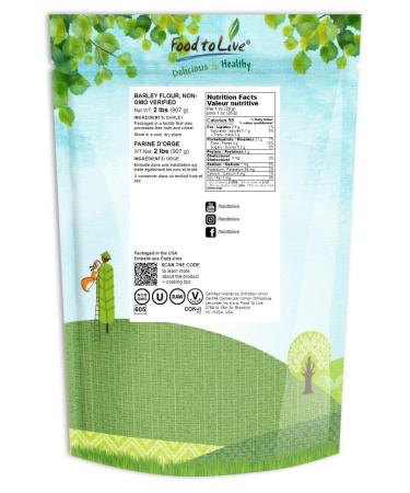 Barley Flour 2 Pounds Non-GMO Stone Ground from Whole Hulled Barley - Fine Powder, Kosher & Vegan - Rich in Fiber - Wheat Flour Alternative - Ideal for Baking - Product of USA (2 lb) - Buy Online on SooperMarket.com