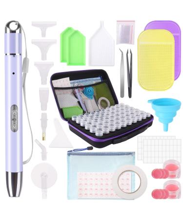 Genround Diamond Painting Storage Containers 60 Slots Diamond Painting Accessories Kits with Tools for Diamond Art Craft Jewelry Beads Organizer Diamond Painting Pen with Light
