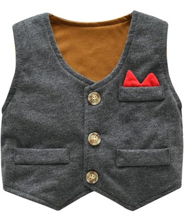 Famuka Baby Boy 3 Piece Formal Suit with Bows Waistcoat | Gentleman Tuxedo Grey 9 Months - Buy Online on SooperMarket.com