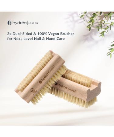 Hydrea Extra Robust Wooden Nail Brush Set - Firm Cactus Bristles | 2 Pieces | International Shipping Available - Buy Online on SooperMarket.com