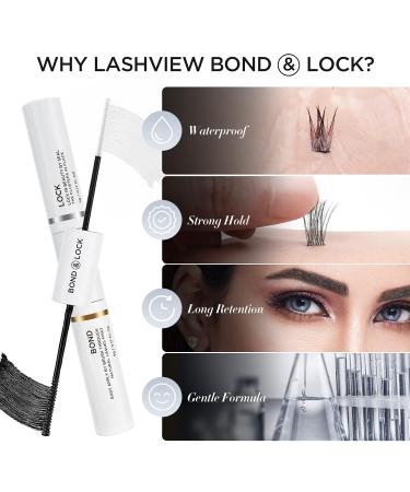 Lash Bond and Seal Cluster Lash Glue + 144 Pcs DIY Cluster Eyelash Extensions | Strong, Gentle, Comfortable Adhesive for All Day Wear - Buy Online on SooperMarket.com
