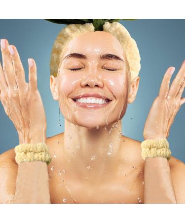 Face Washing Wristbands and Headband Set Pineapple Face Wash Headband Coral Fleece Spa Headband Set Cute Plush Hair Holder for Washing Face Face Wash Headband - Buy Online on SooperMarket.com
