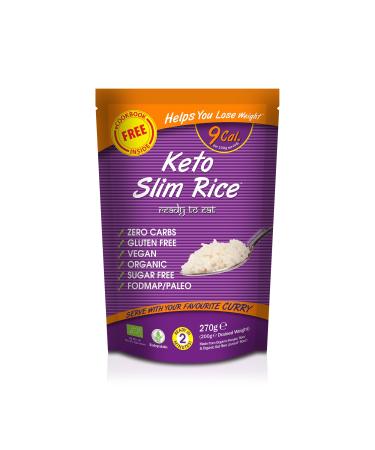 Eat Water Slim Rice Organic - Shirataki Keto Paleo Diet & Vegan Food Low Calorie Food Microwaveable Sugar & Free Fat Free | Ready to Eat (270g)
