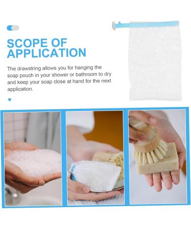 Baluue 8pcs Soap Mesh Bag Cleansing Foaming Net Face Cleansing Shower Soap Saver Soap Bag Fabric Sky-blue - Buy Online on SooperMarket.com
