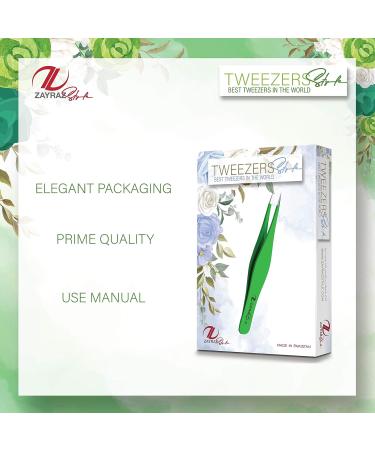 Surgical Tweezers for Ingrown Hair Removal - Precision Needle Nose Pointed Tweezers for Splinters, Ticks, Glass - Ideal for Eyebrow & Facial Hair - Green - Buy Online on SooperMarket.com