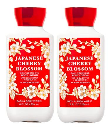 Bath & Body Works Japanese Cherry Blossom Signature Collection Body Lotion 8 fl oz (236 ml) - New Formula (2 Pack)