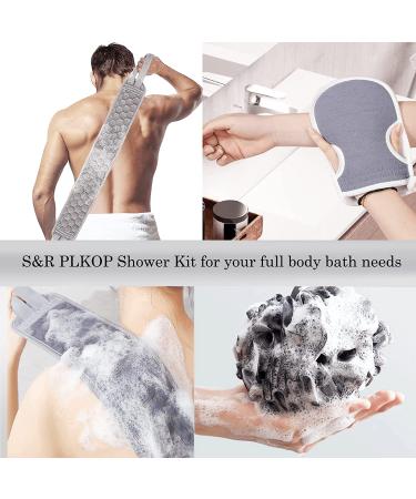 S&R PLKOP Exfoliating Body Scrubber Set - Back Scrubber, Bath Glove, Loofah Sponge - Deep Clean and Revitalize Skin - 3-Pack Grey - Buy Online on SooperMarket.com