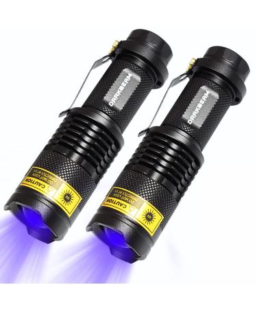 Darkbeam UV light 365nm LED flashlight ultraviolet portable mini hand flashlight lamp zoombar waterproof for dogurine pet stains anti -fake identification resin hardening (2 pieces) Sk68 365 flashlight (2 pack)