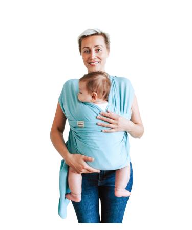 Baby Sling Wrap Premium Carrier Newborn to Toddler | Safety Tested | Nursing Cover | Soft Stretchy Carrier | One Size Fits All | Neutral Colours (Neutral Blue)