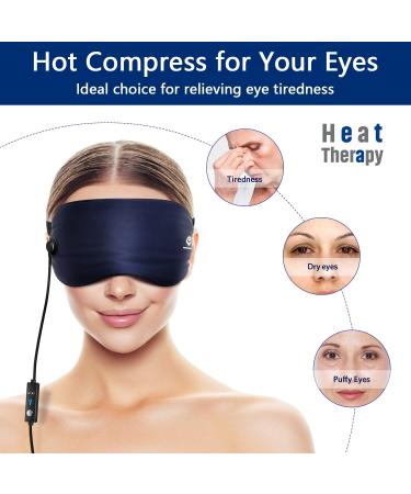 Heated Eye Mask for Dry Eyes - 100% Silk Sleep Mask with Adjustable Temp and USB Port for Puffy Eye Relief - Electric Dry Eye Relief Mask in Blue Color - Buy Online on SooperMarket.com