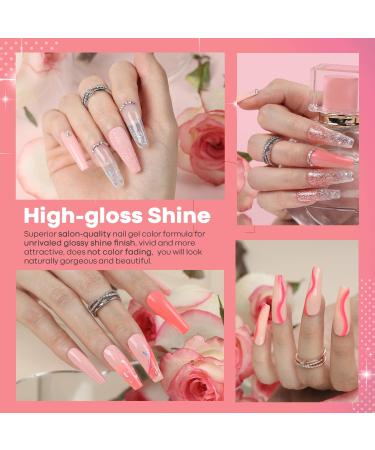 Modelones 24 Pcs Gel Nail Polish Kit - Hot Pink & Glitter Soak Off Gel Set with GlossyMatte Top & Base Coat | Perfect Nail Art Gifts - Buy Online on SooperMarket.com