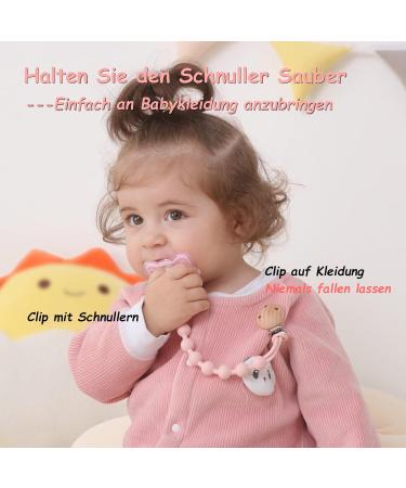 Silicone Pacifier Chain 2-Pack | Durable Soft & Flexible | Keeps Pacifiers Clean | Perfect for Boys & Girls - 2 Pink - Buy Online on SooperMarket.com
