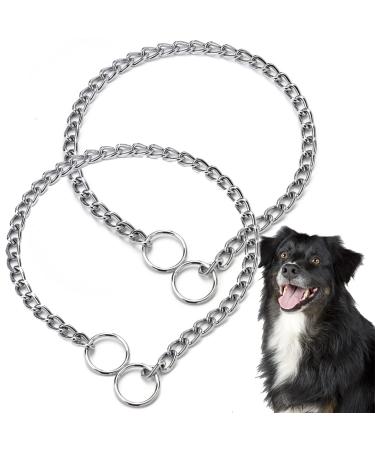 2 Pcs Dog Chain Metal Dog Training Collar Adjustable Durable Silver Dog Chains for Pet Small Medium Puppy M