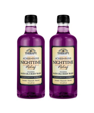 Village Naturals Aches & Pains Nighttime Relief Bath Oil 16 Ounce (473ml) (Pack of 2)