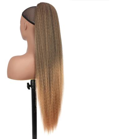 PORSMEER 30 Inch Yaki Straight Drawstring Ponytail Clip In Extensions for Women Kinky Straight Pony Tail Extensions Hair Extensions Ponytail (Black mix blonde) - Buy Online on SooperMarket.com