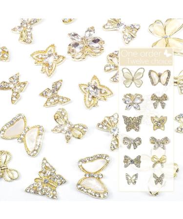24 Pcs Gold Butterfly Nail Charms - Luxury 3D Alloy Nail Gems for DIY Nail Art Decoration | qiipii Nail Supplies - Buy Online on SooperMarket.com